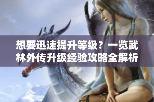 想要迅速提升等级？一览武林外传升级经验攻略全解析！