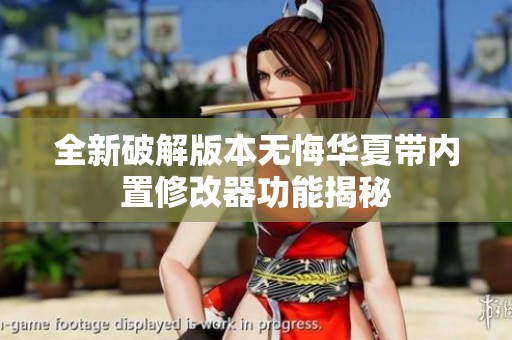 全新破解版本无悔华夏带内置修改器功能揭秘