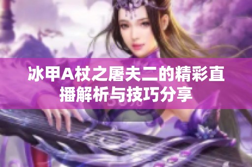 冰甲A杖之屠夫二的精彩直播解析与技巧分享