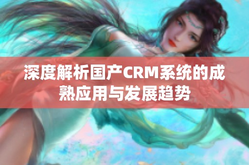 深度解析国产CRM系统的成熟应用与发展趋势