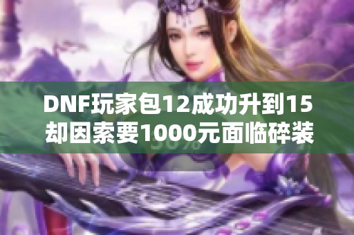 DNF玩家包12成功升到15 却因索要1000元面临碎装备危机