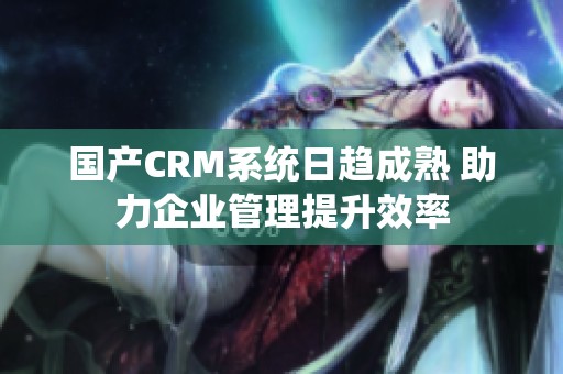 国产CRM系统日趋成熟 助力企业管理提升效率