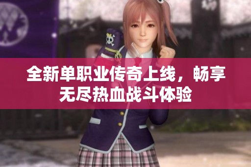 全新单职业传奇上线，畅享无尽热血战斗体验