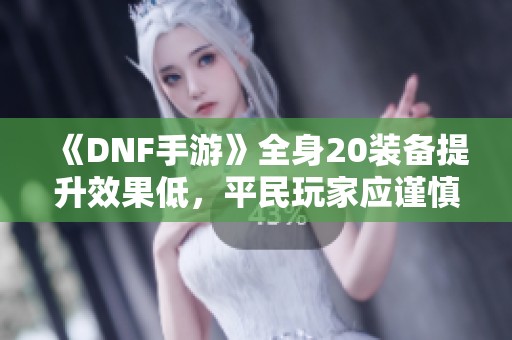 《DNF手游》全身20装备提升效果低，平民玩家应谨慎使用泰拉！